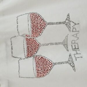 LasOLas white 'wine therapy' shirt sz M